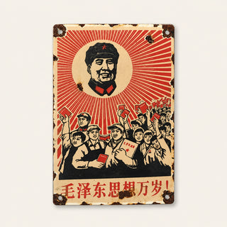 Mao Chinese Propaganda Enamel Sign