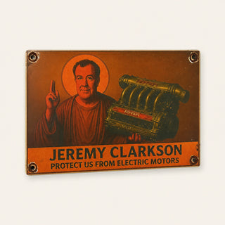 Jeremy Clarkson Electric Motors Enamel Sign