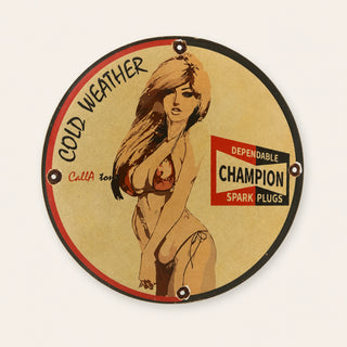 Champion Cold Weather – Placa esmaltada redonda