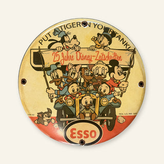 Esso Cartoon Round Enamel Sign