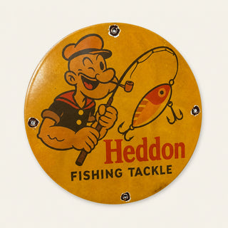 Heddon Fishing Tackle Round Enamel Sign