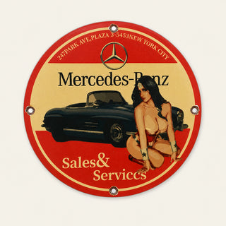 Mercedes-Benz Sales & Services Round Enamel Sign
