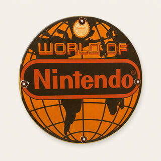 World of Nintendo Rundes Emailleschild