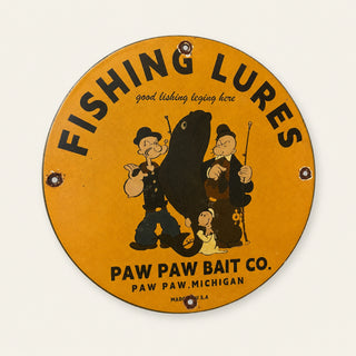 Paw Paw Fishing Lures Rund emaljskylt