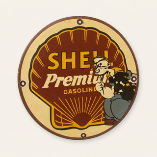 Shell Premium Gasoline Popeye – Insegna smaltata rotonda