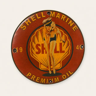 Shellfield Marine Premium Oil – Insegna smaltata rotonda